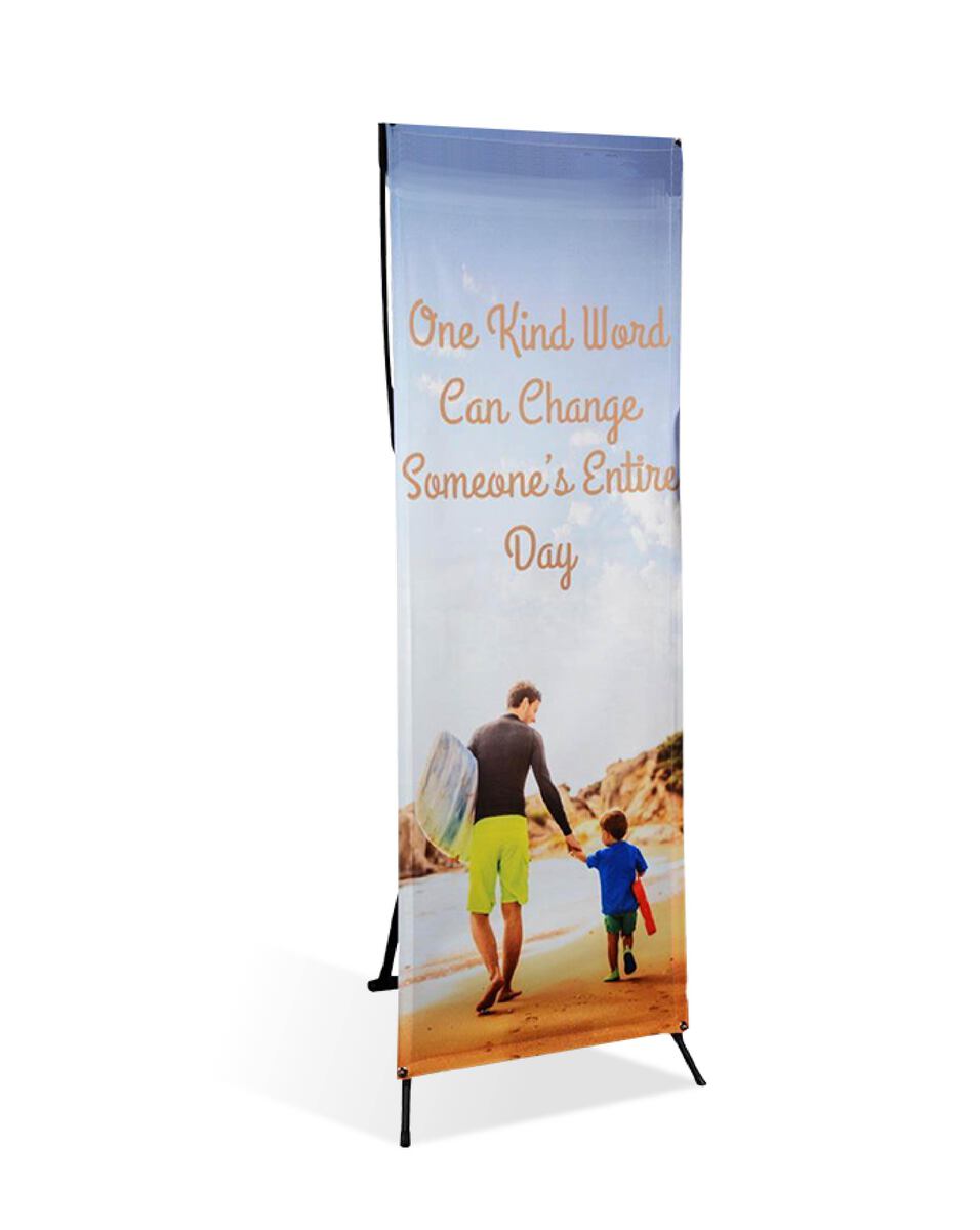 Adjustable X Banner Stand 24x63 To 30x72 Inches With Carrying Bag - Easy Portable Display
