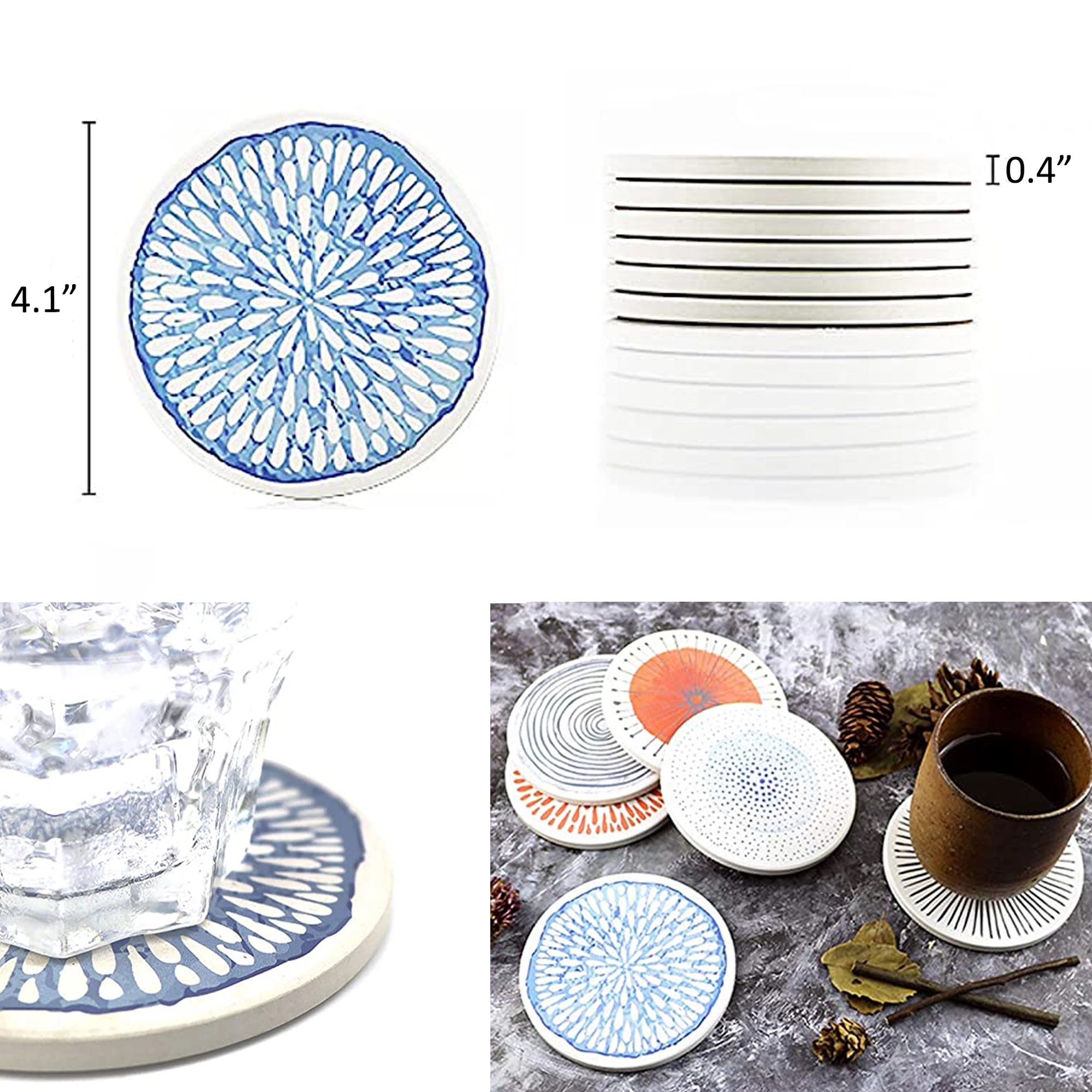 Absorbing Round Ceramic Stone Coaster MOQ50pcs 2
