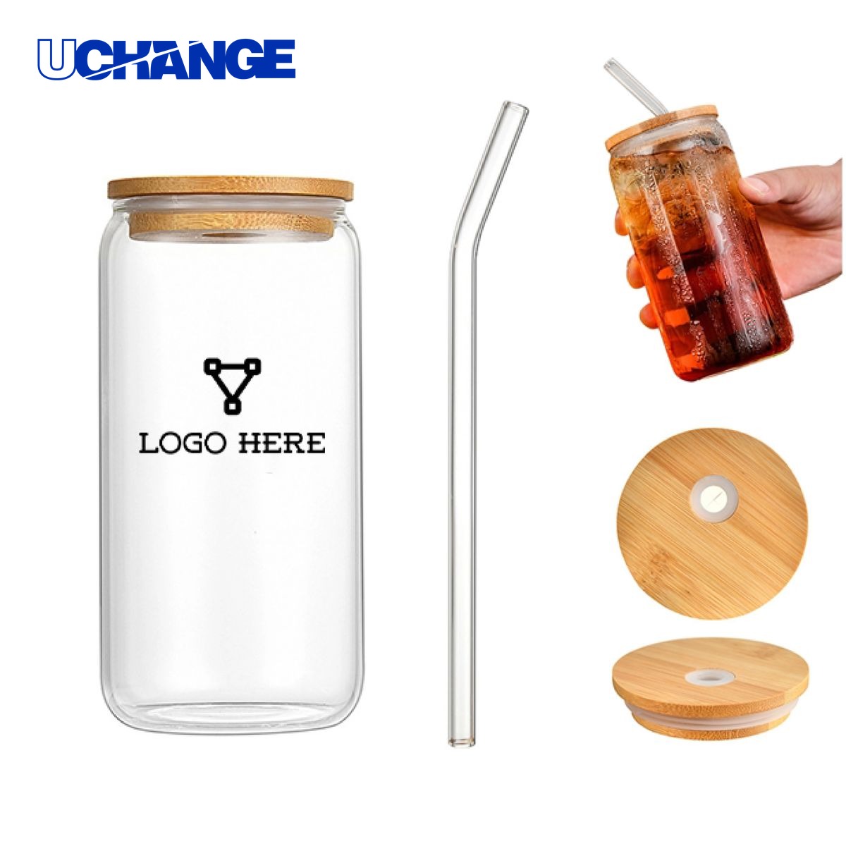 Reusable Pint Glass Container with Straw (16Oz)