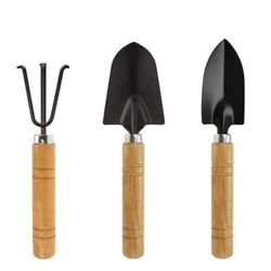 Mini Three-Pieces Wood Handle Gardening Tool Set