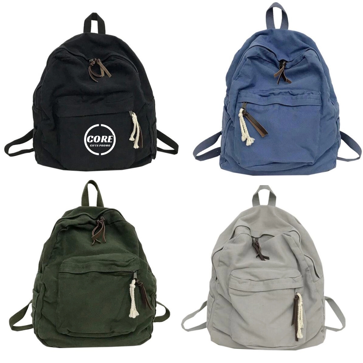 Washed Canvas Denim College Travel Backpack