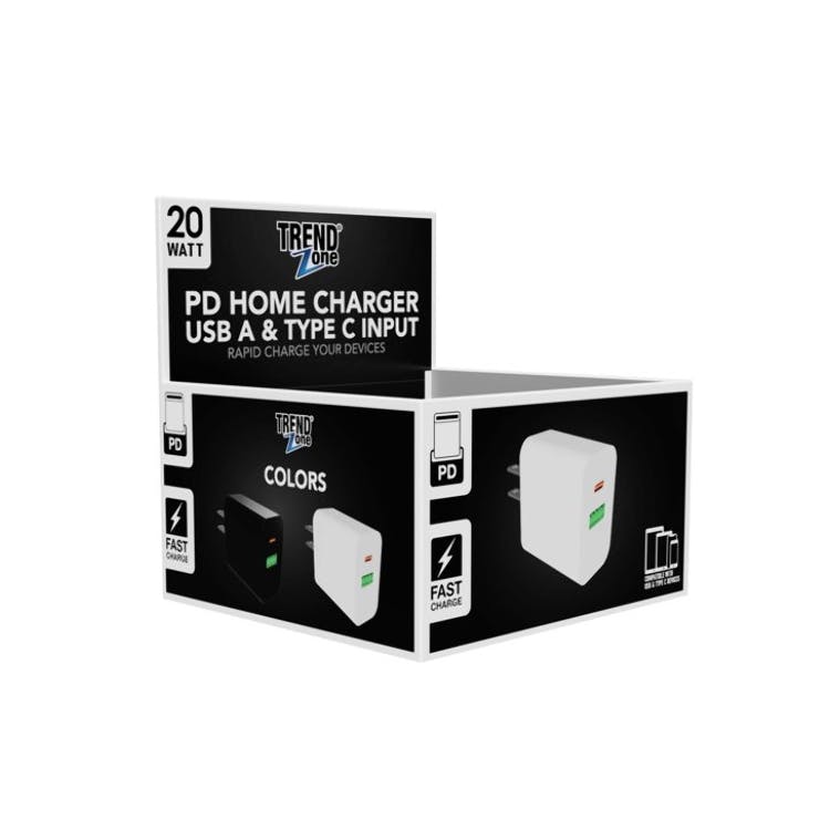 PD Home Rapid Charger USB A & Type C Input - 20 Watt 3