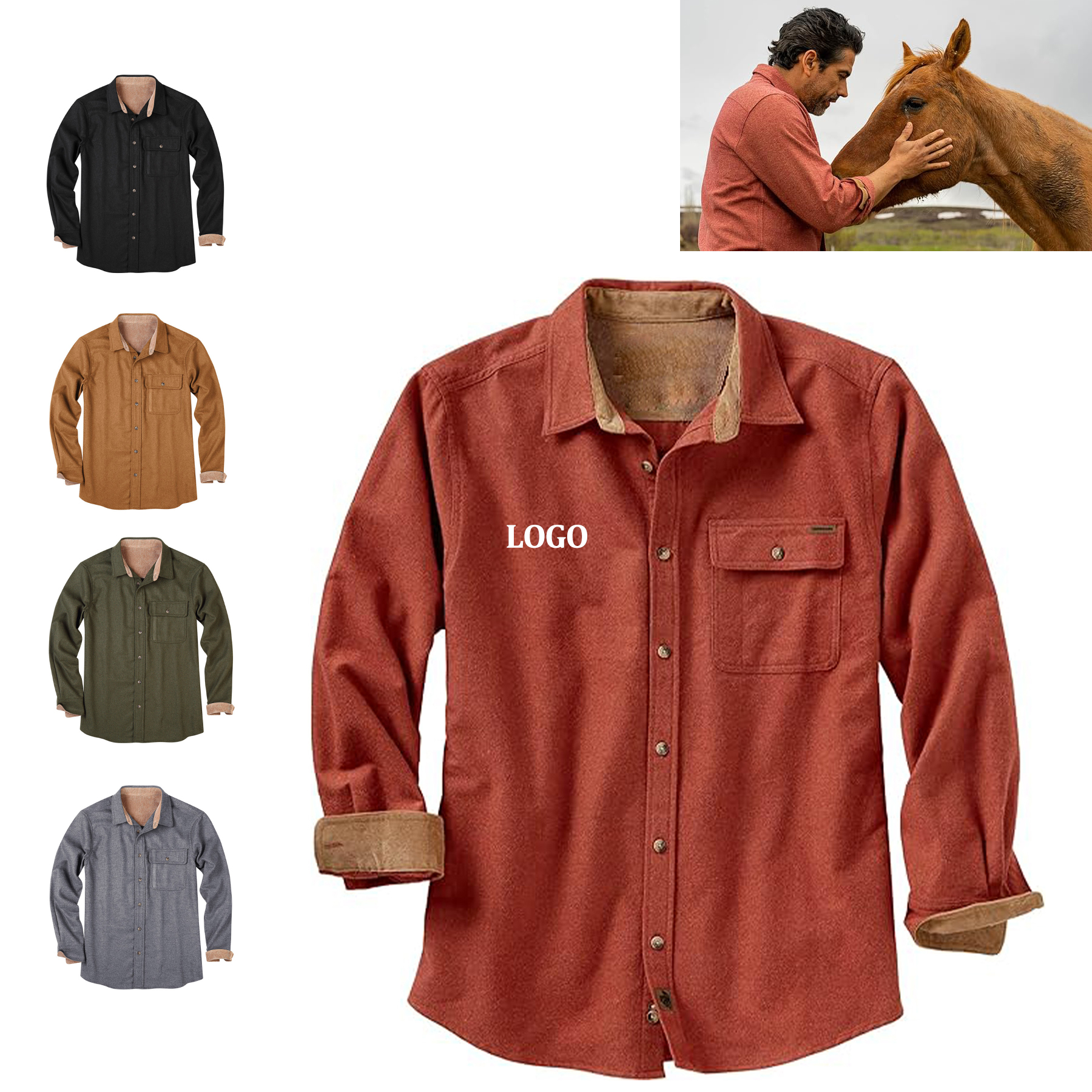 Flannel Long Sleeved Button Down Shirt 17