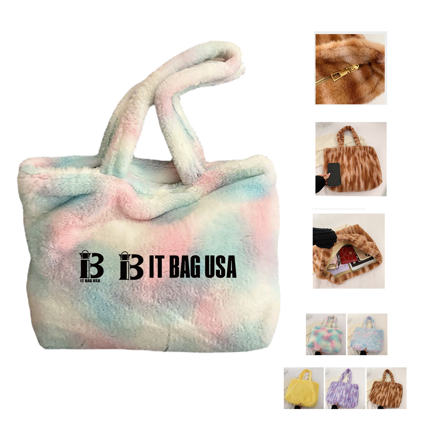 Fluffy Tote Bags Plush Crossbody Handbag