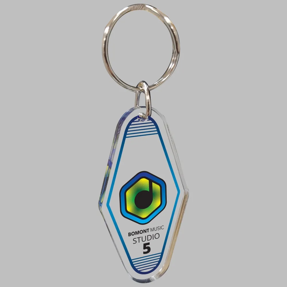 1/4" Vintage Clear Acrylic Motel/Hotel Key Chain 17
