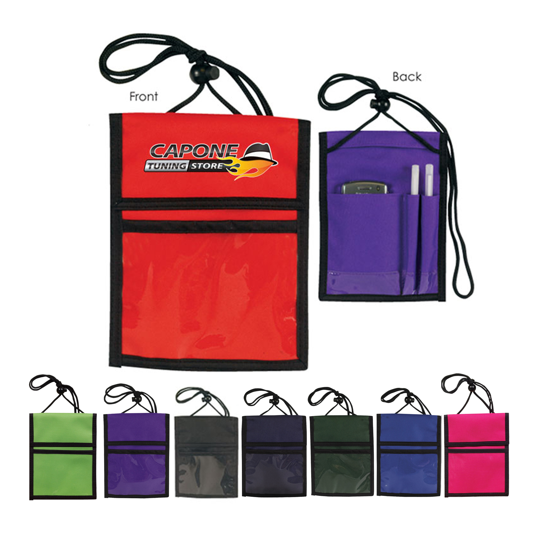 600 Denier Polyester Multi Pocket Neck Wallet Trade show Badge Holders 43
