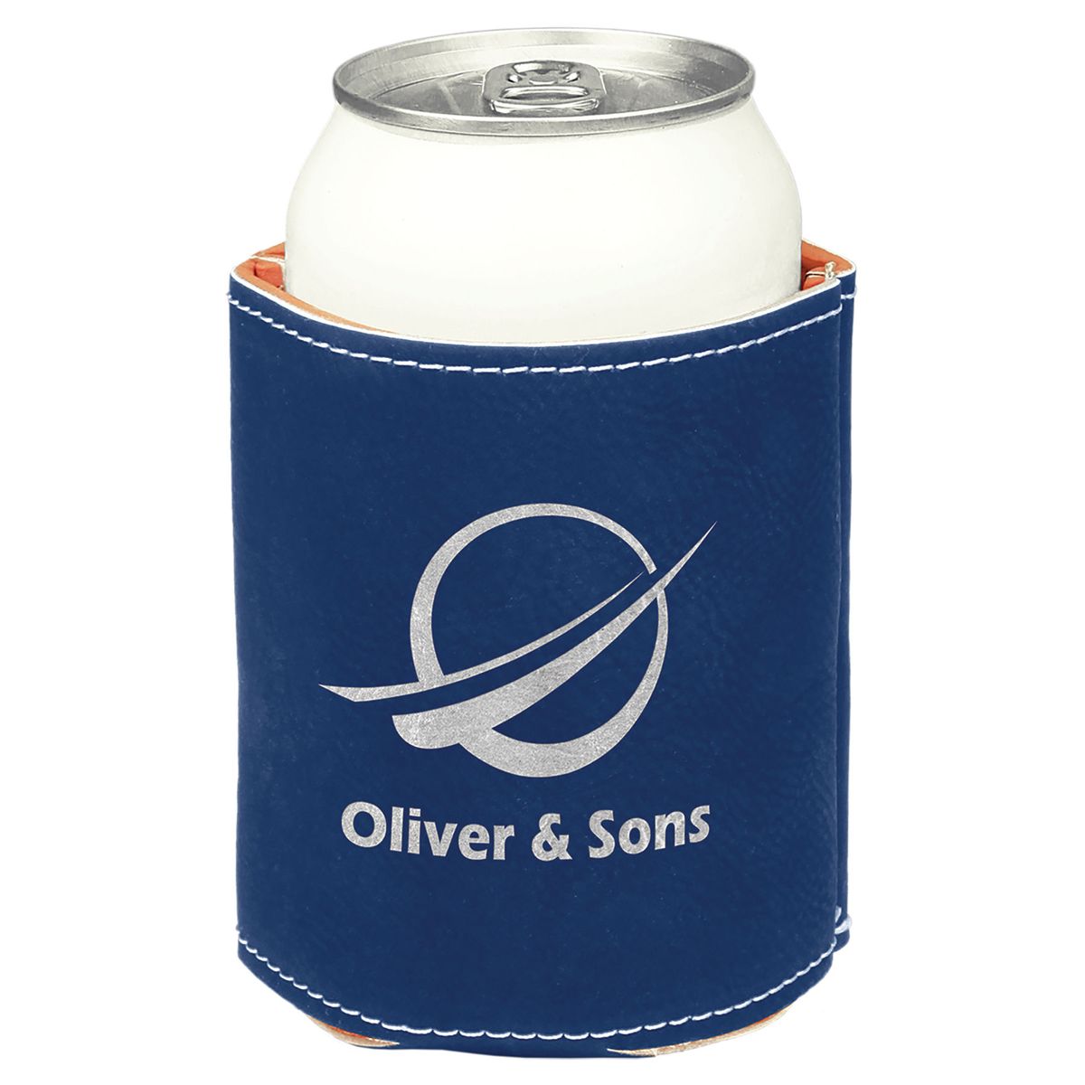 3 3/4" Blue/Silver Leatherette Beverage Holder 4
