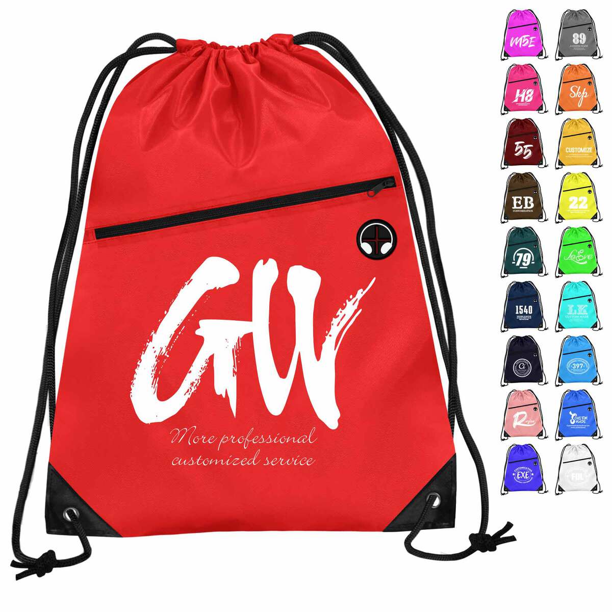 Drawstring Backpack With Front Zipper
