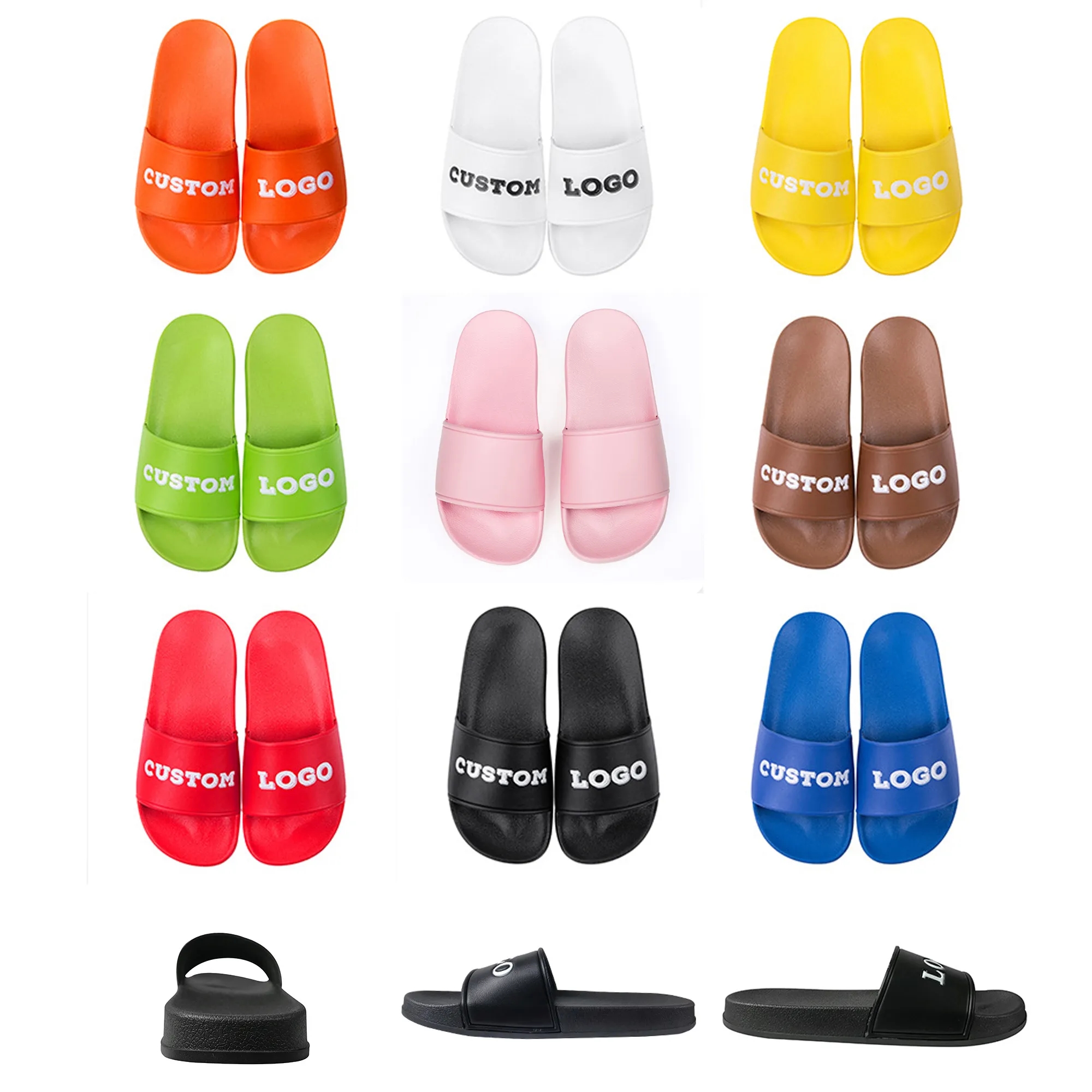MOQ 50PCS Custom Home PVC Non-slip Slipper Slide Sandals 20