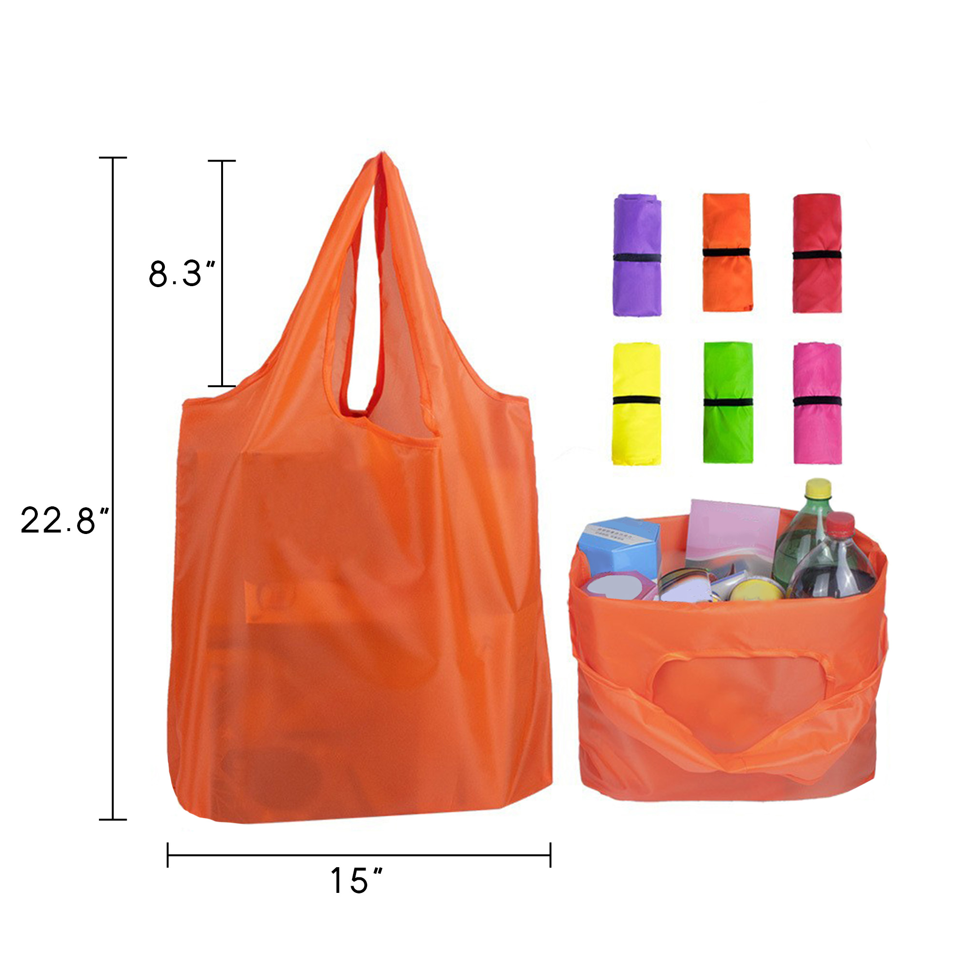 Large Folding Reusable Bags Totes, custom tote bag with logo imprint 5