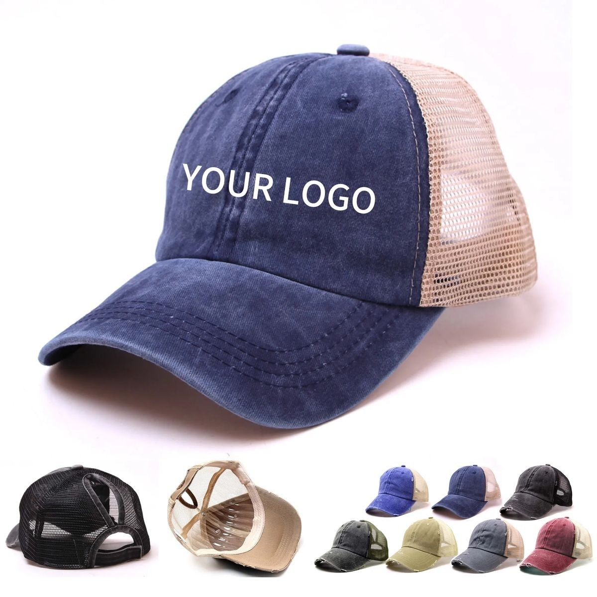 Outdoor Cotton Cap with Mesh Back Design