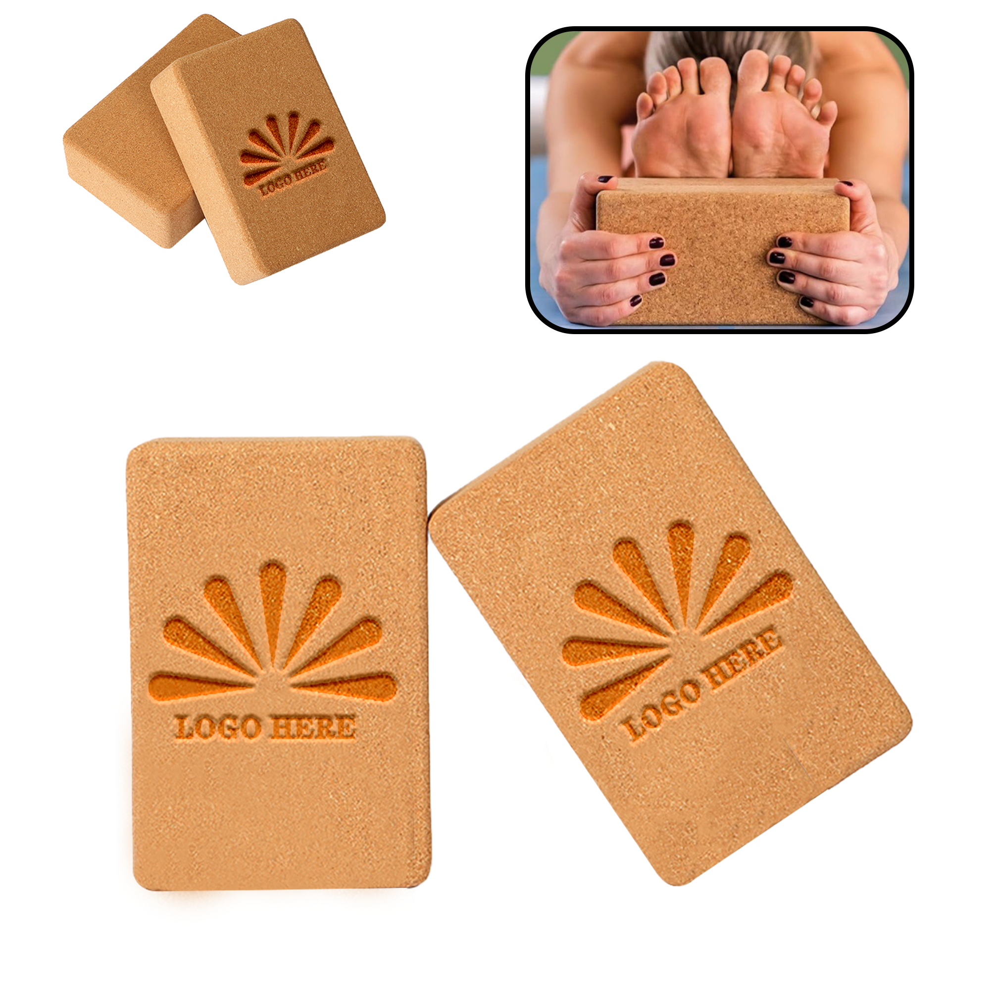 MOQ 20 PCS High-Density Cork Yoga Brick 3