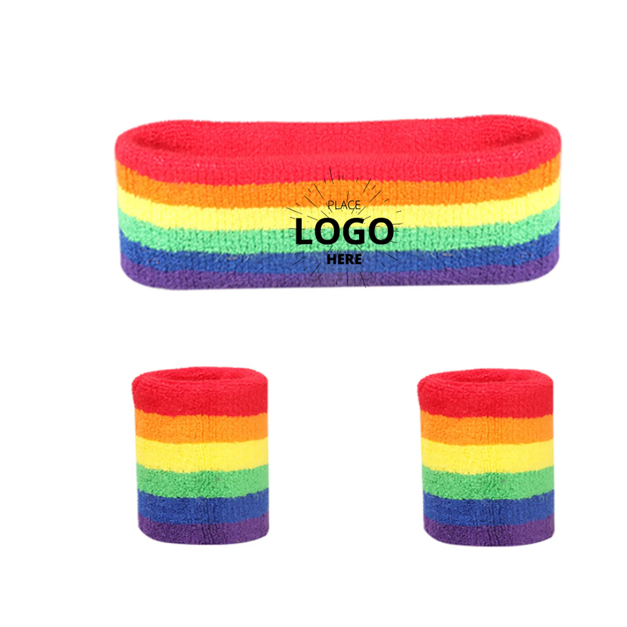 Rainbow Pride Wristband Headband Set