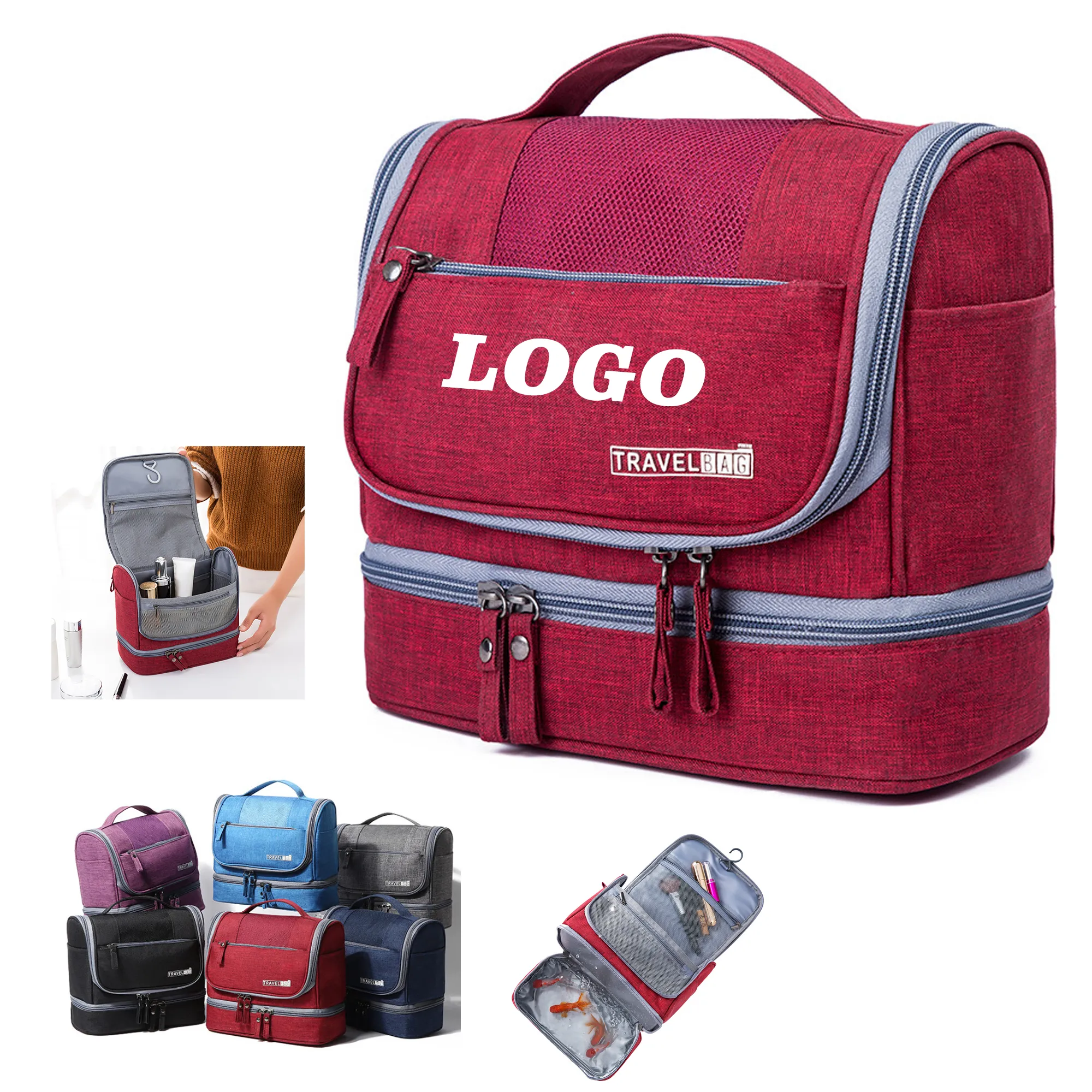 Waterproof Travel Toiletry Organizer Bag With Hook MOQ 50PCS 4