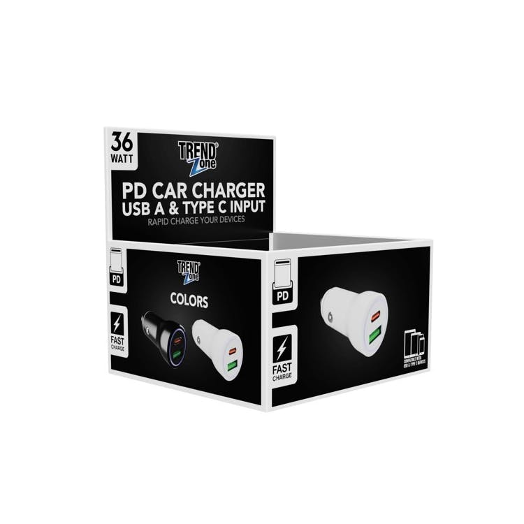 36W PD + USB A Car Chargers - Black/White 2