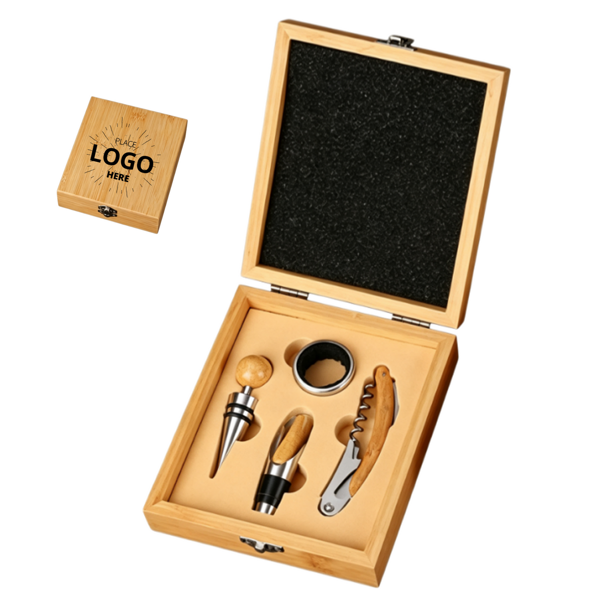 4-Piece Bamboo Wine Tool Set
