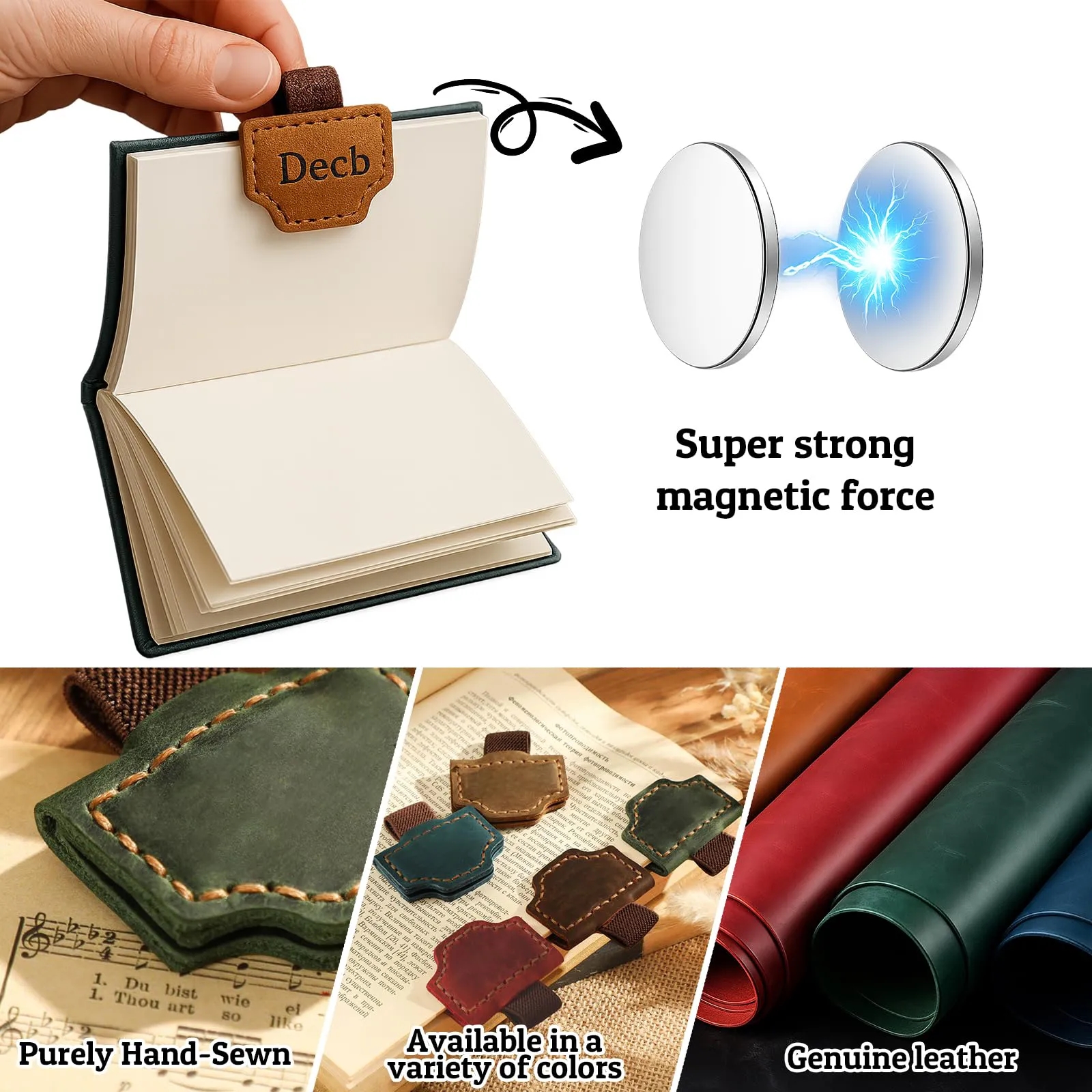 Magnetic Leather Bookmark with Pen Holder 23