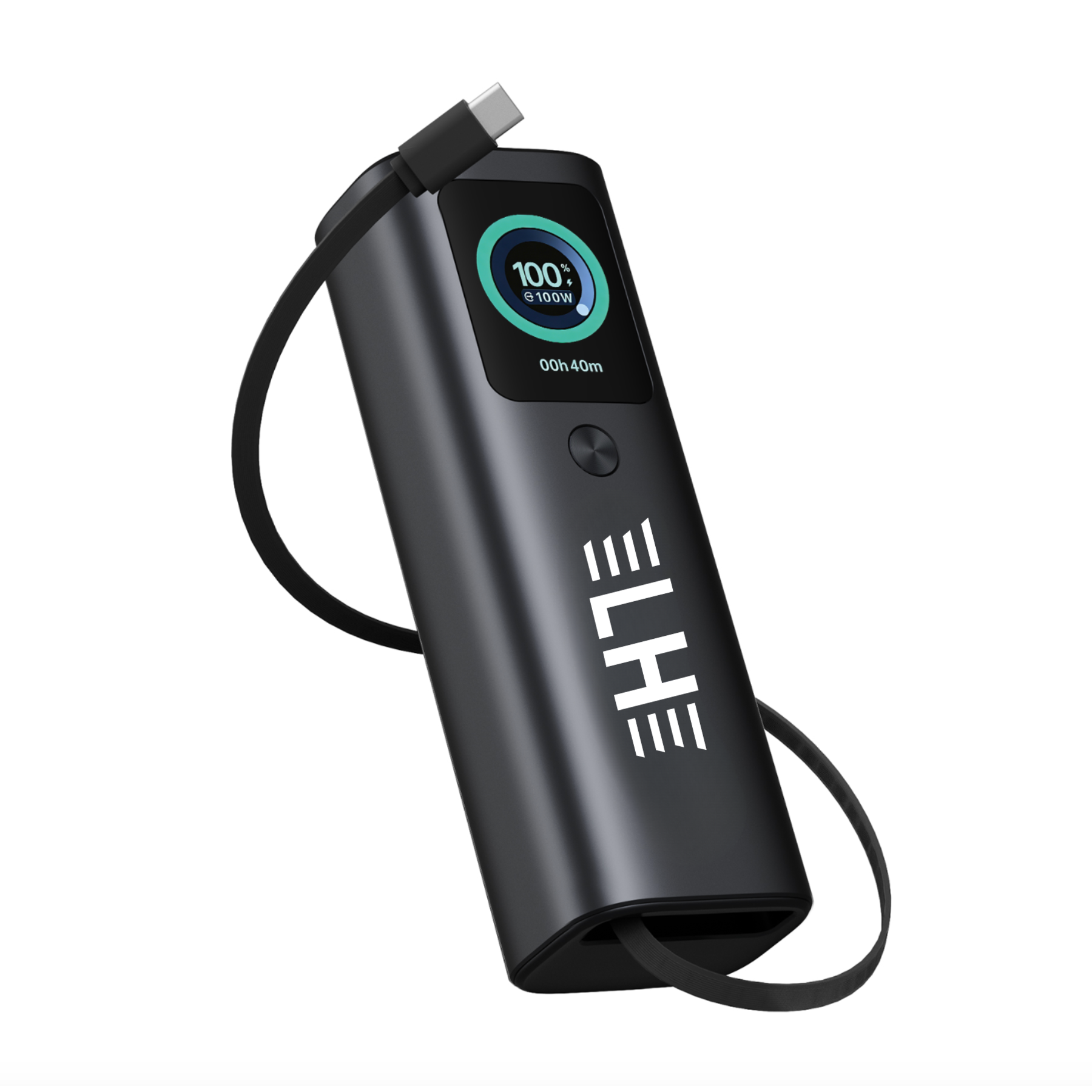 20,000mAh 165W Fast Charging Aluminum Power Bank W/ AI Smart Display & Retractable Cable