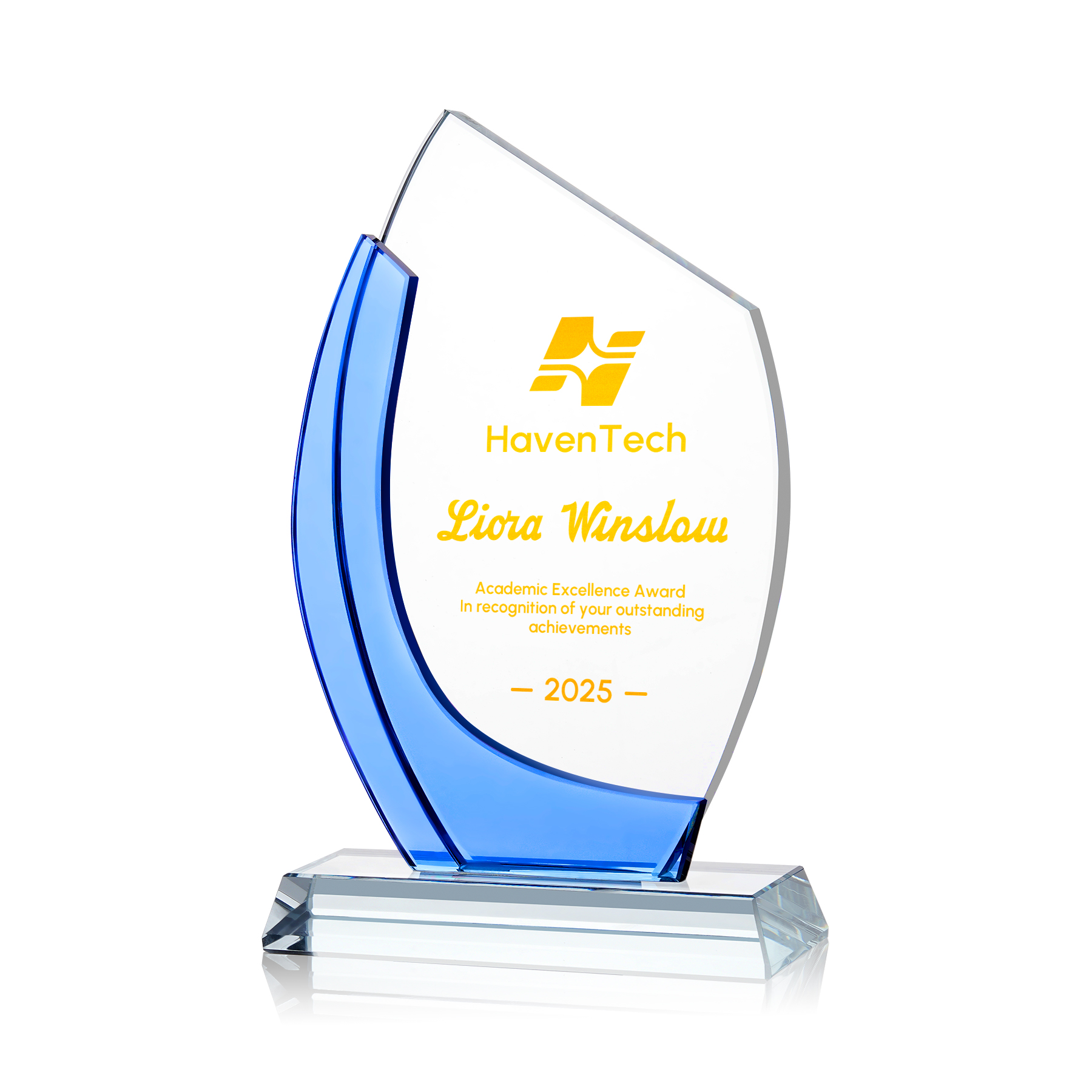 Crystal Award With Blue Accent