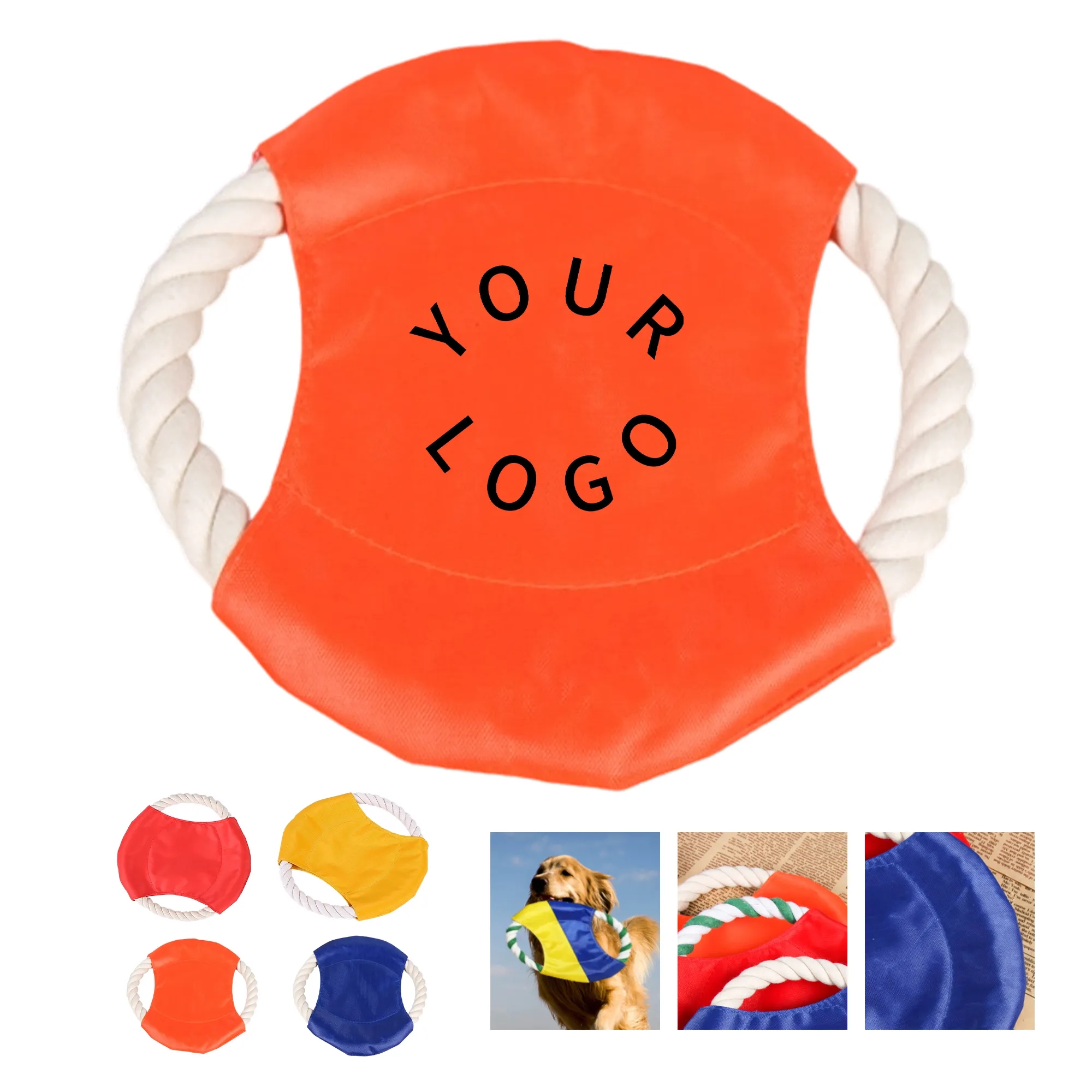 Durable Cotton Rope Flyer Disc Dog Toy 7in