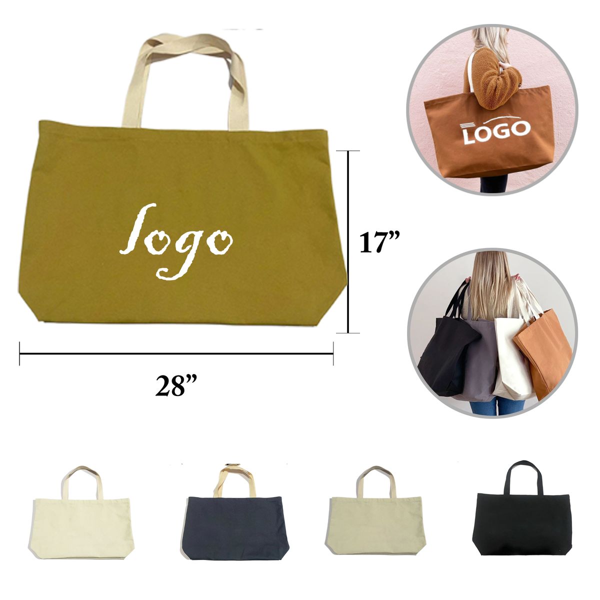 MOQ50 Large Canvas Tote Shopping Handbag, custom tote bag with logo imprint 7