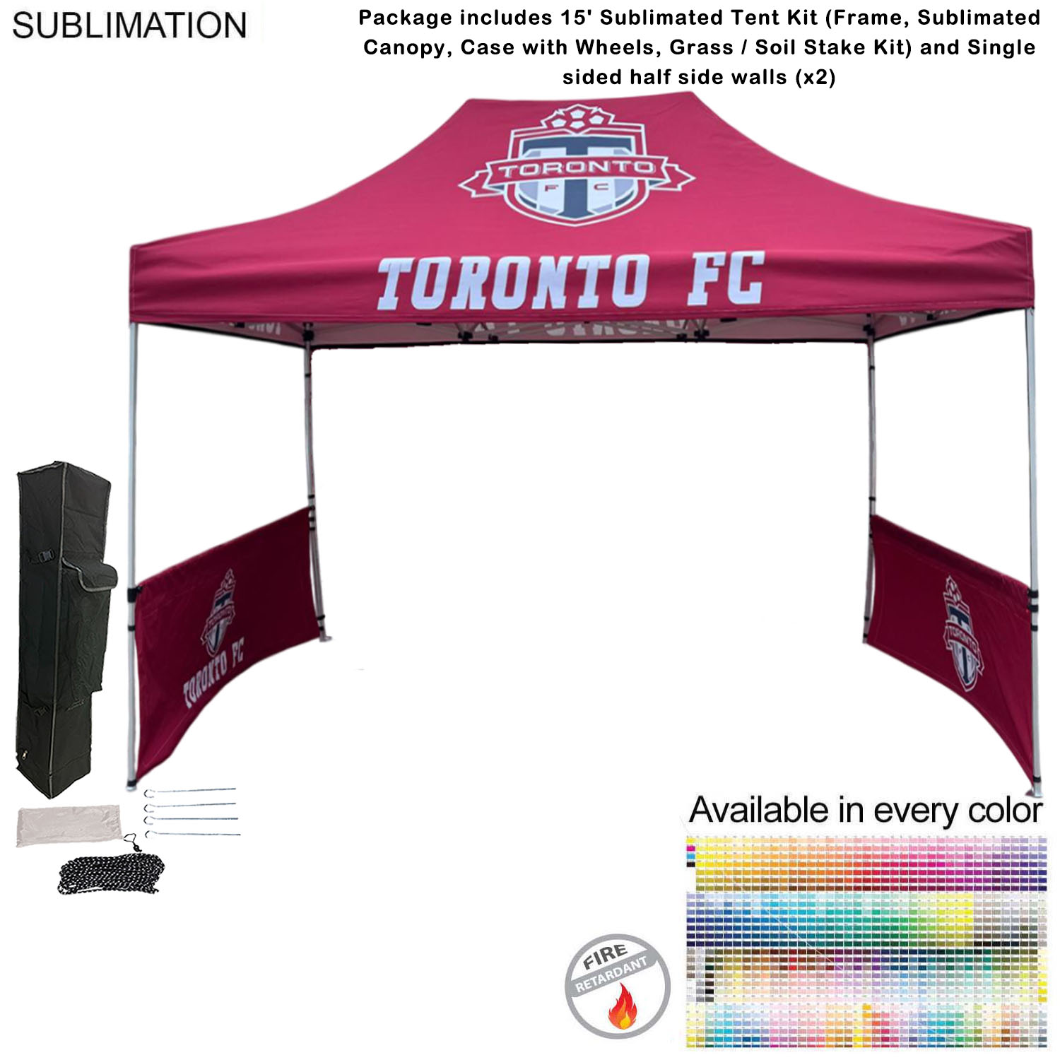 Tent Sidewalls Package,15' Sublimated Tent Kit and 2 Half single sided sidewalls 5