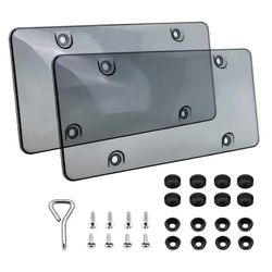 2 Pack Unbreakable License Plate Tinted Covers Shields