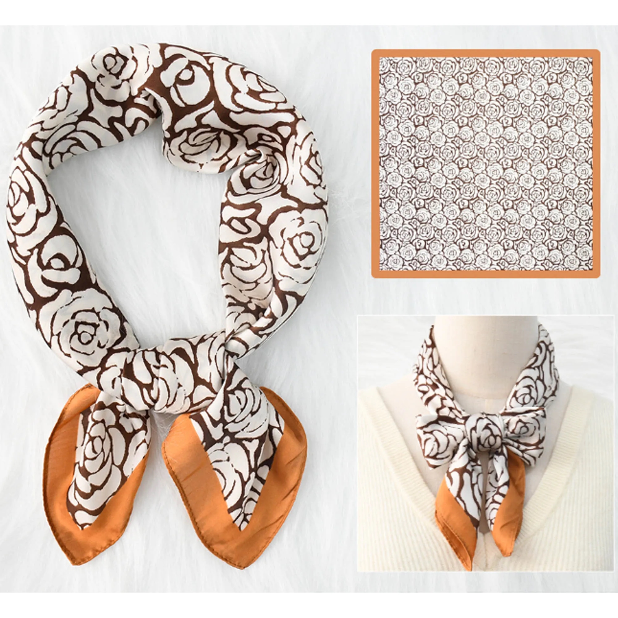 Floral Print Silk Square Scarf 13