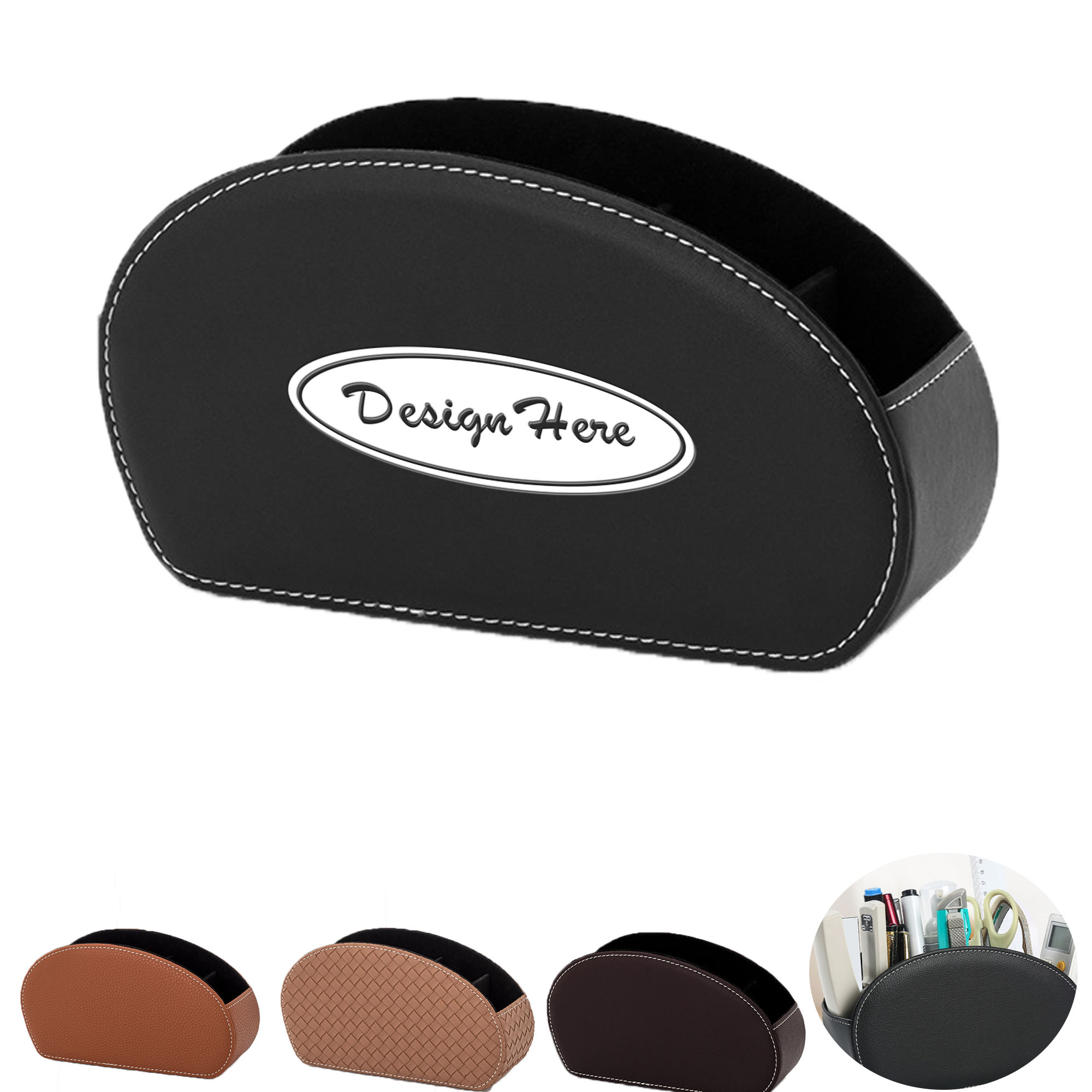 PU Leather Five-grid Remote Control Desktop Storage Box 7