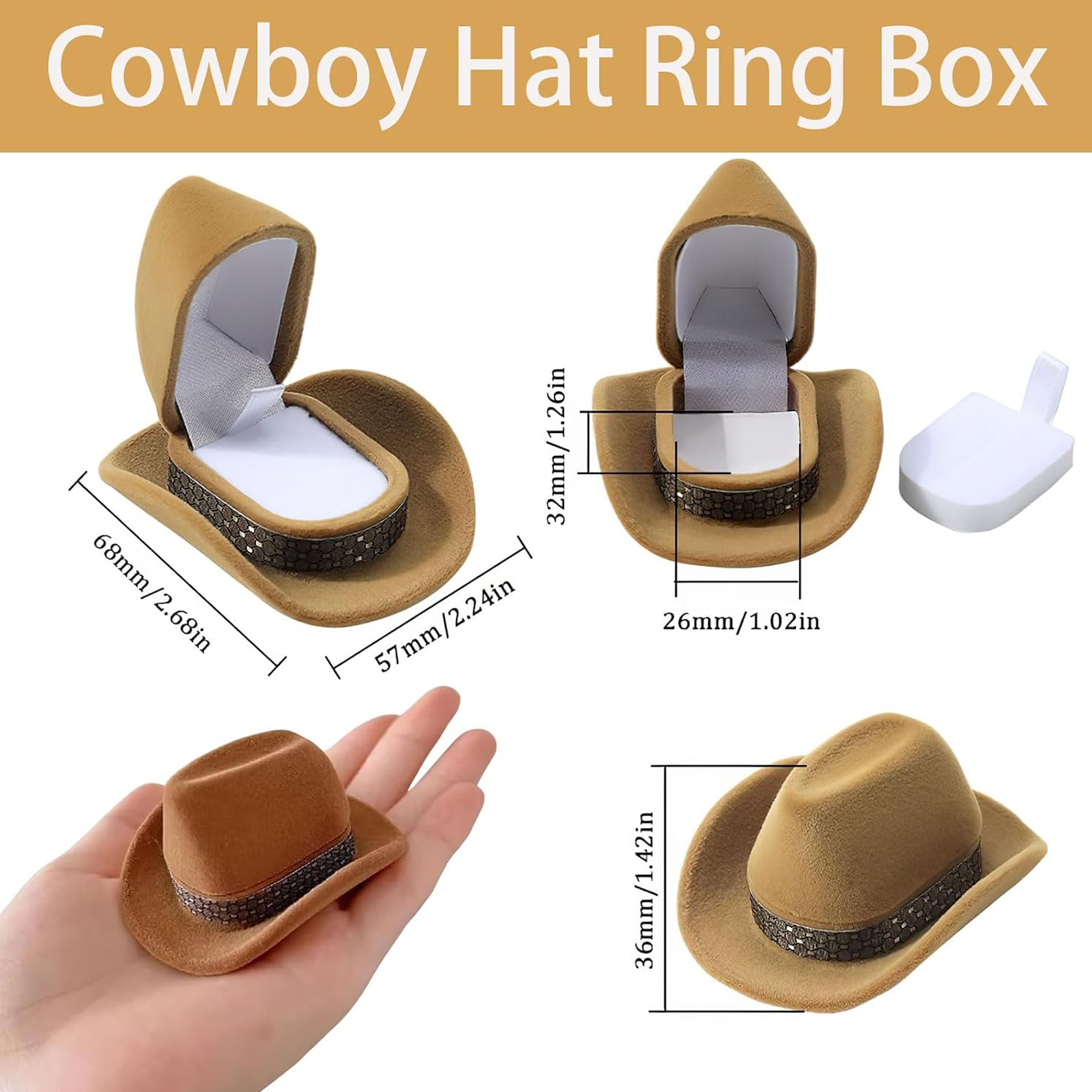 Western Cowboy Hat Velvet Ring Presentation Box 5