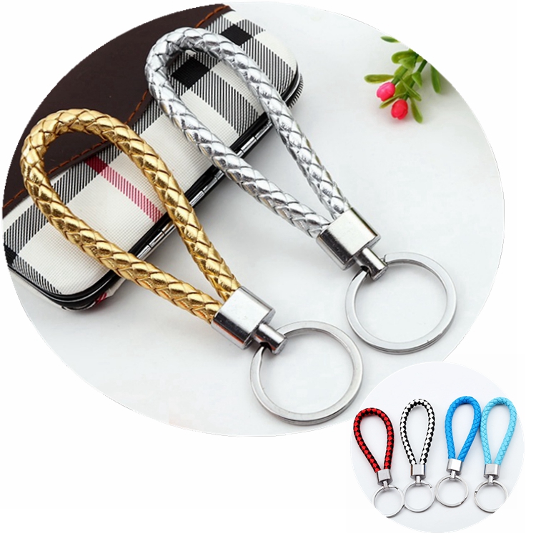 Leather Braided Rope Rotary Keyring HPS127 Logo Custom Corporate