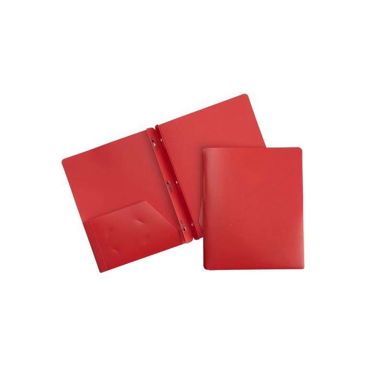 2 Pocket Poly Folders - 3 Prong Red 3