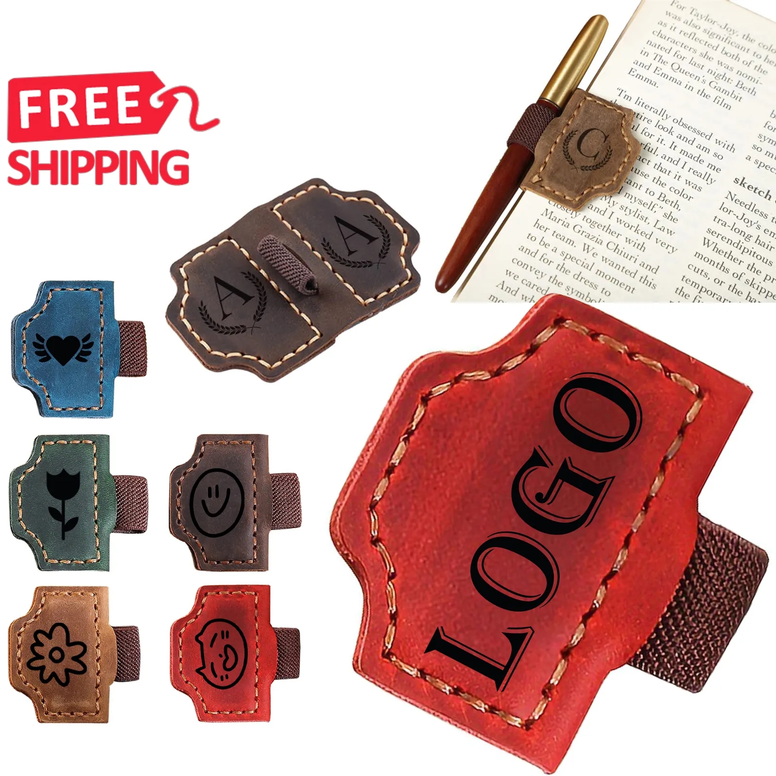Magnetic Leather Bookmark with Pen Holder 15