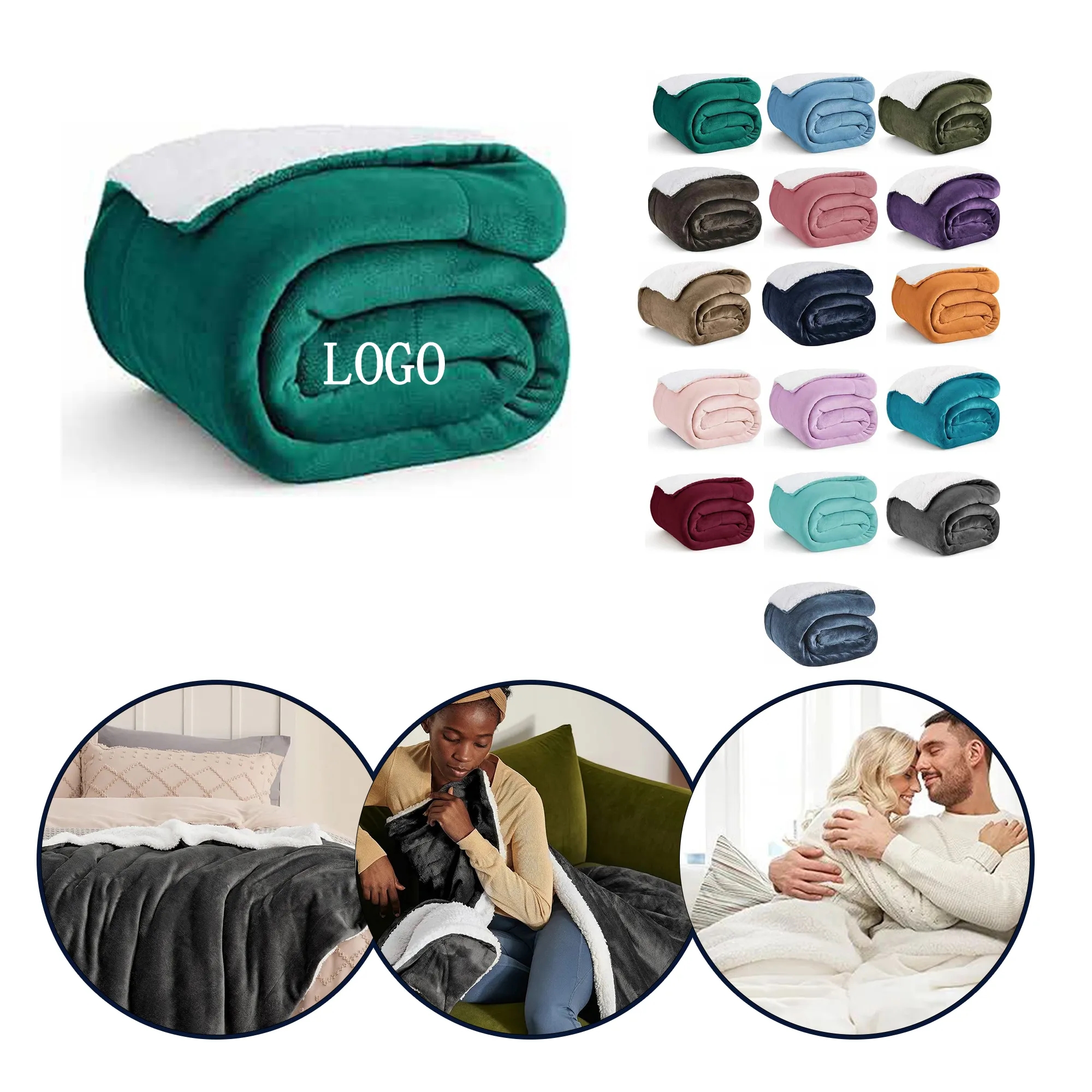 Soft Sherpa Fleece Throw Blanket 50"L x 60"W