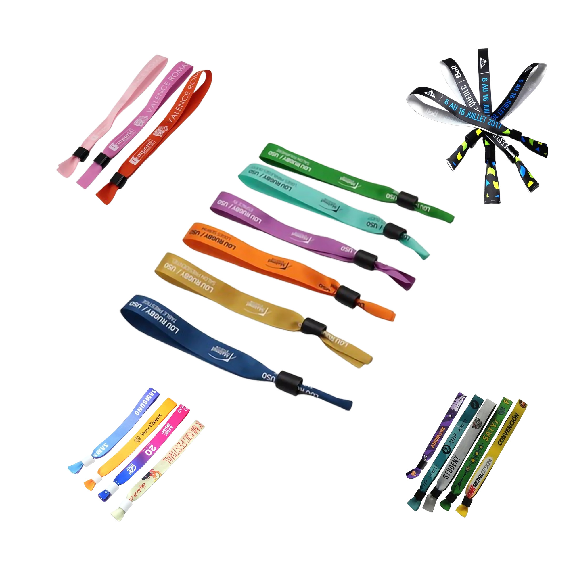Disposable Fabric Bracelet Woven Full Color Wristbands MOQ50