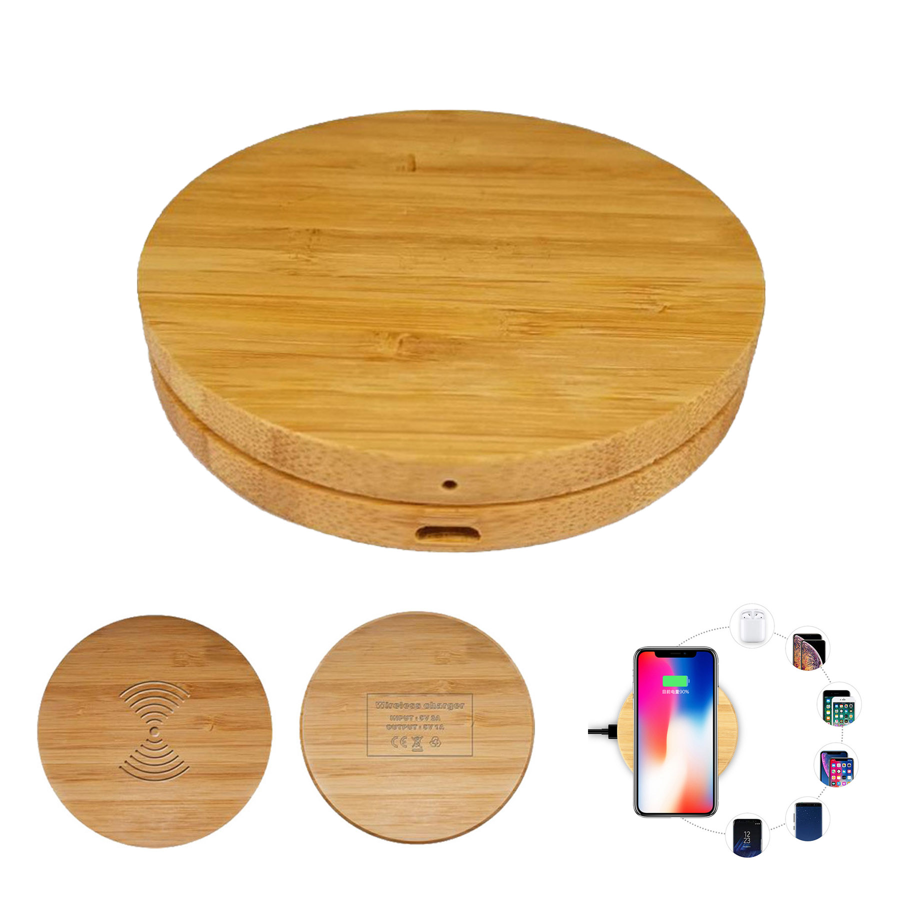 5W Round Bamboo Wireless Charger