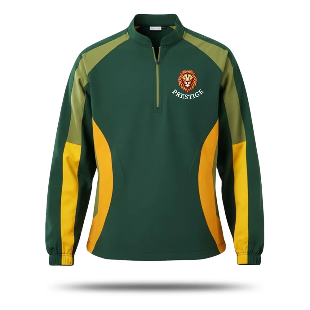 Long Sleeve Quarter Zip Woven Satin Baseball Windbreaker