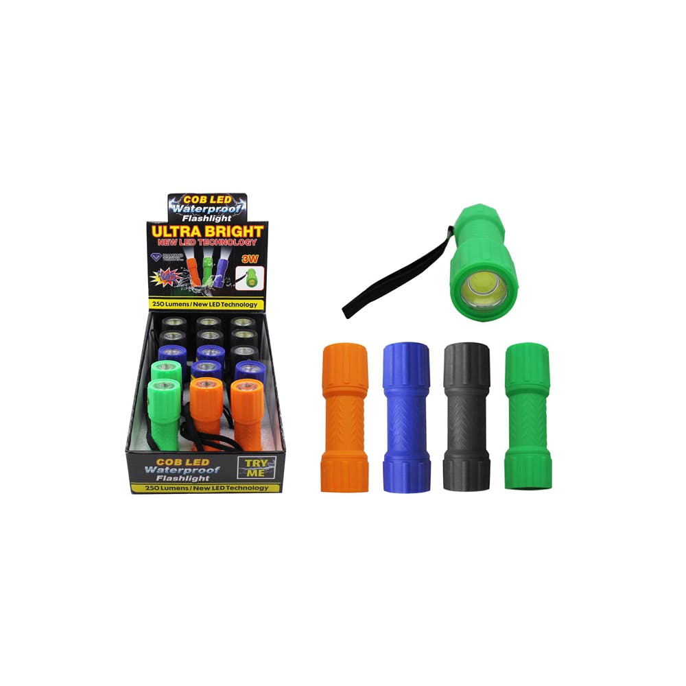 COB LED Waterproof Flashlights Assorted Colors 3