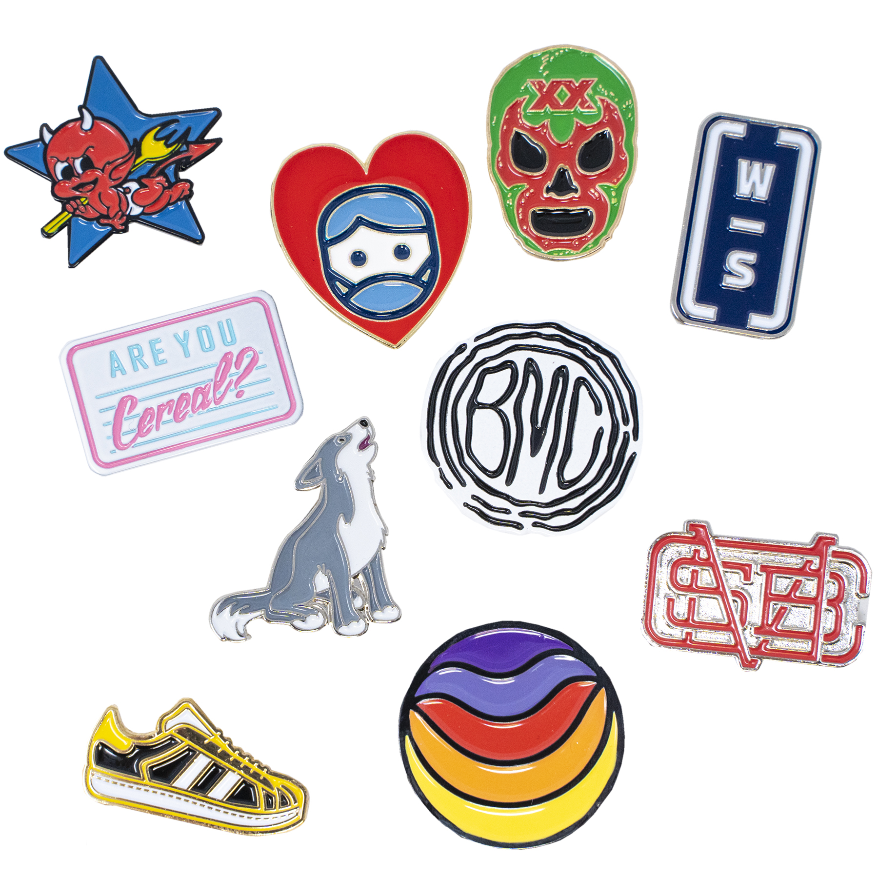 Diestruck Soft Enamel Lapel Pins: 1" W x 1" H 19