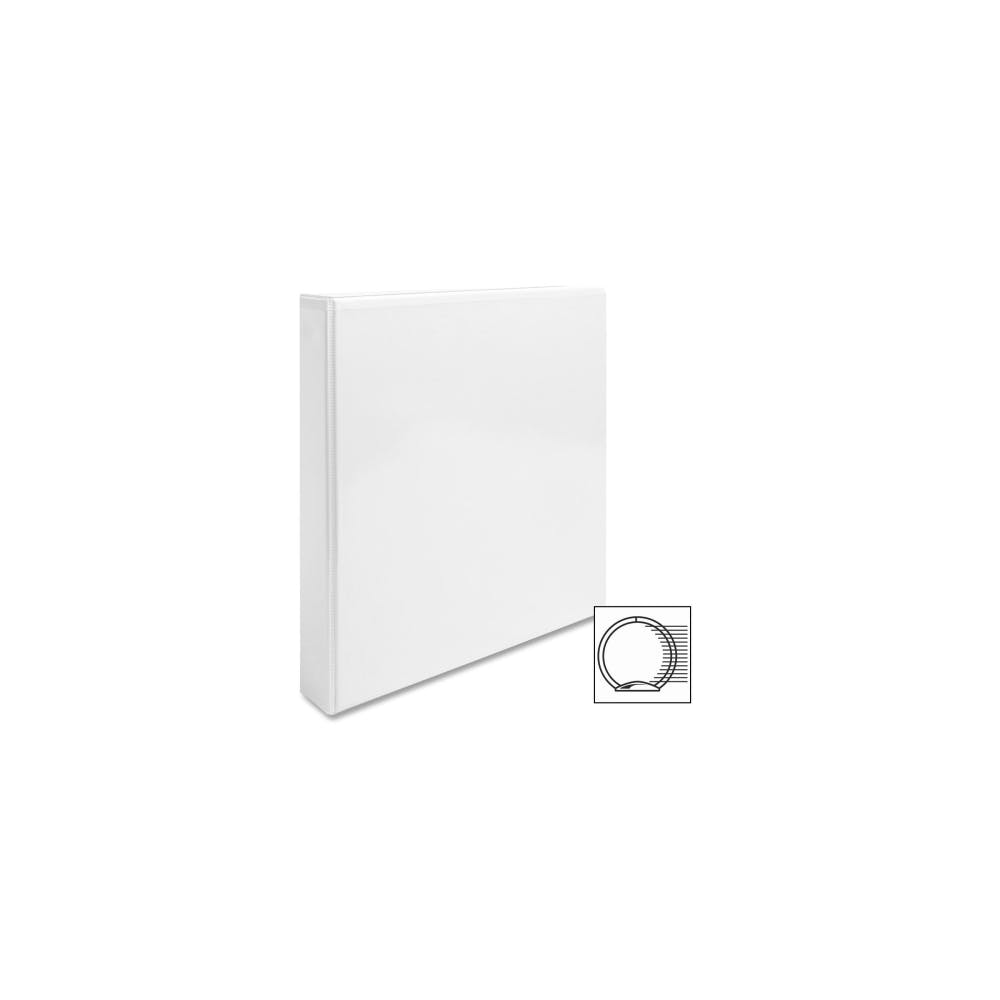 1" 3-Ring Binder - White 2 View Covers 2 Interior Pockets 3