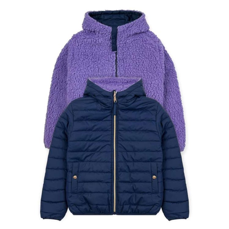 Girls' Sherpa Lined Reversible Jacket Navy 7-14 3