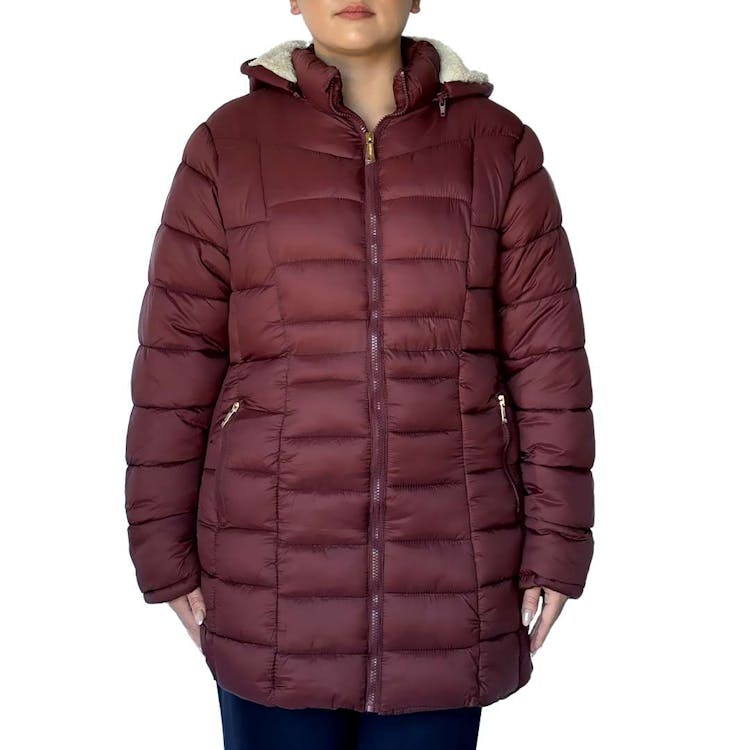 Women's Three-Quarter Quilted Jackets Merlot S-XL 3