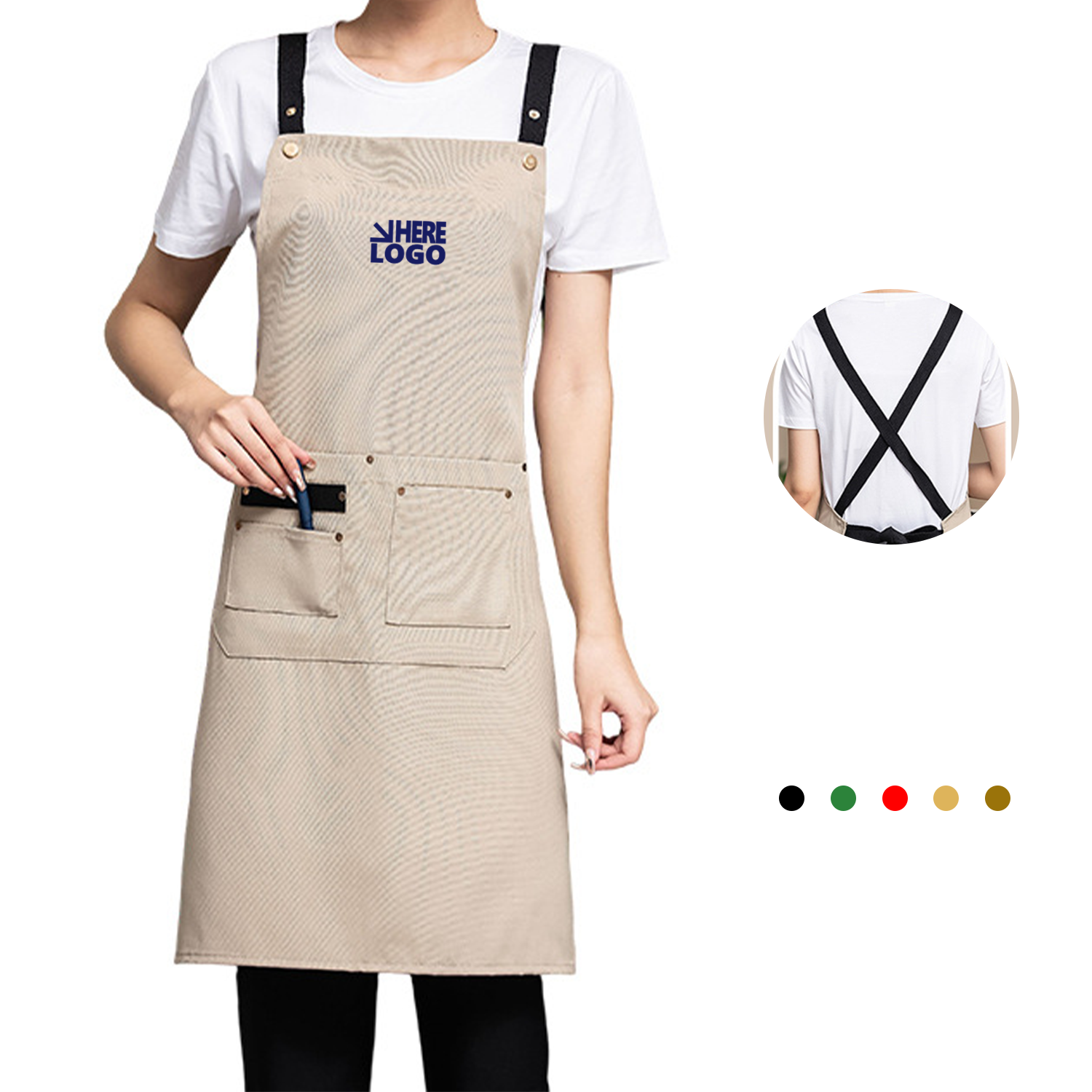 Modern Cooking Apron with Multiple Pockets 3