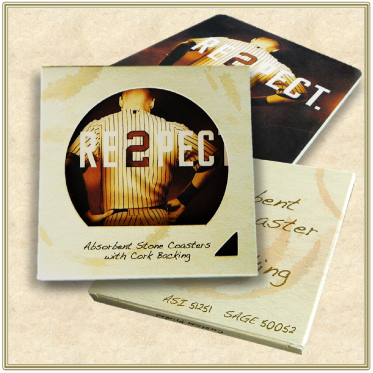 Square Absorbent Stone Coaster- Packaged in Single Window Box - Basic Print