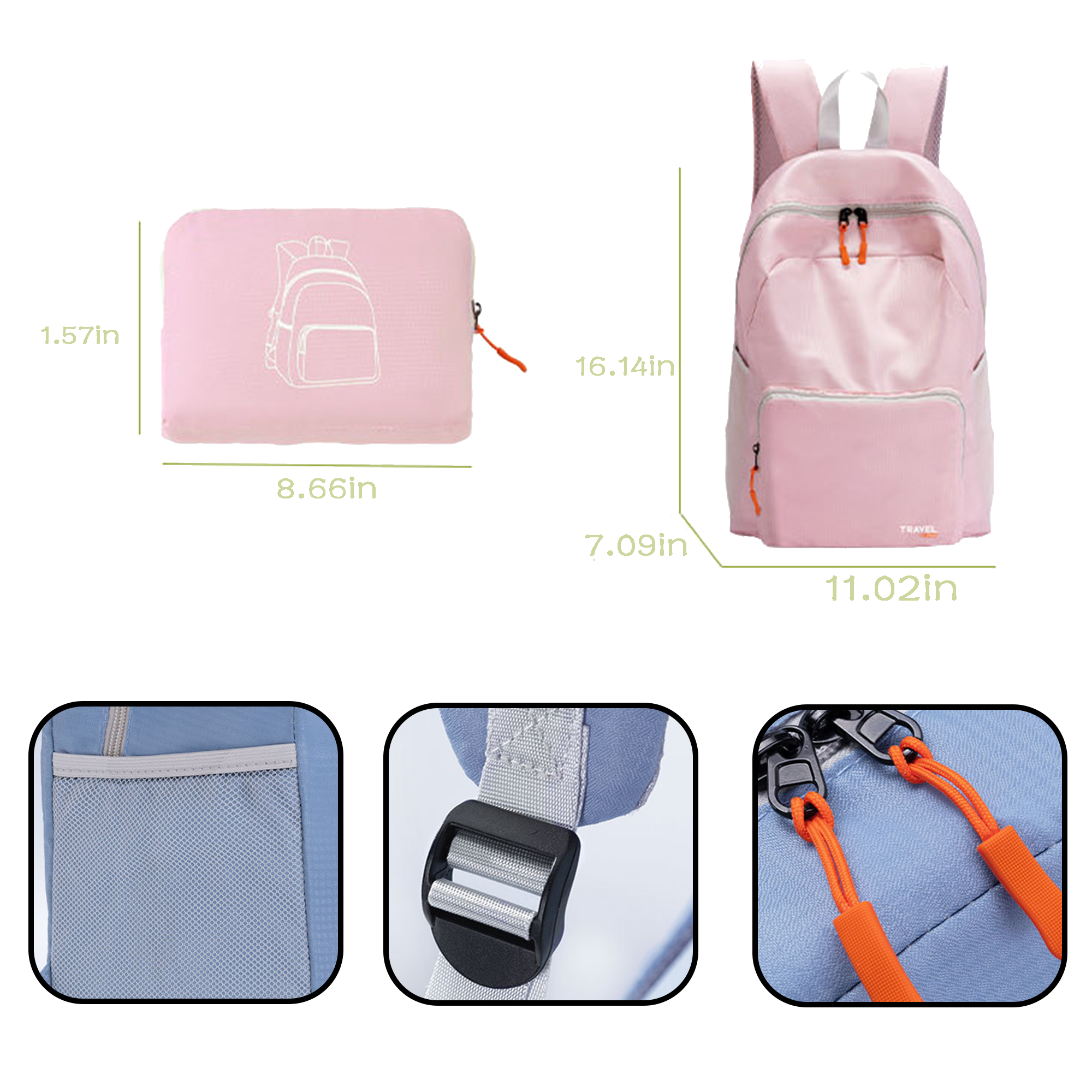 MOQ 20 PCS Foldable Travel Backpack 7