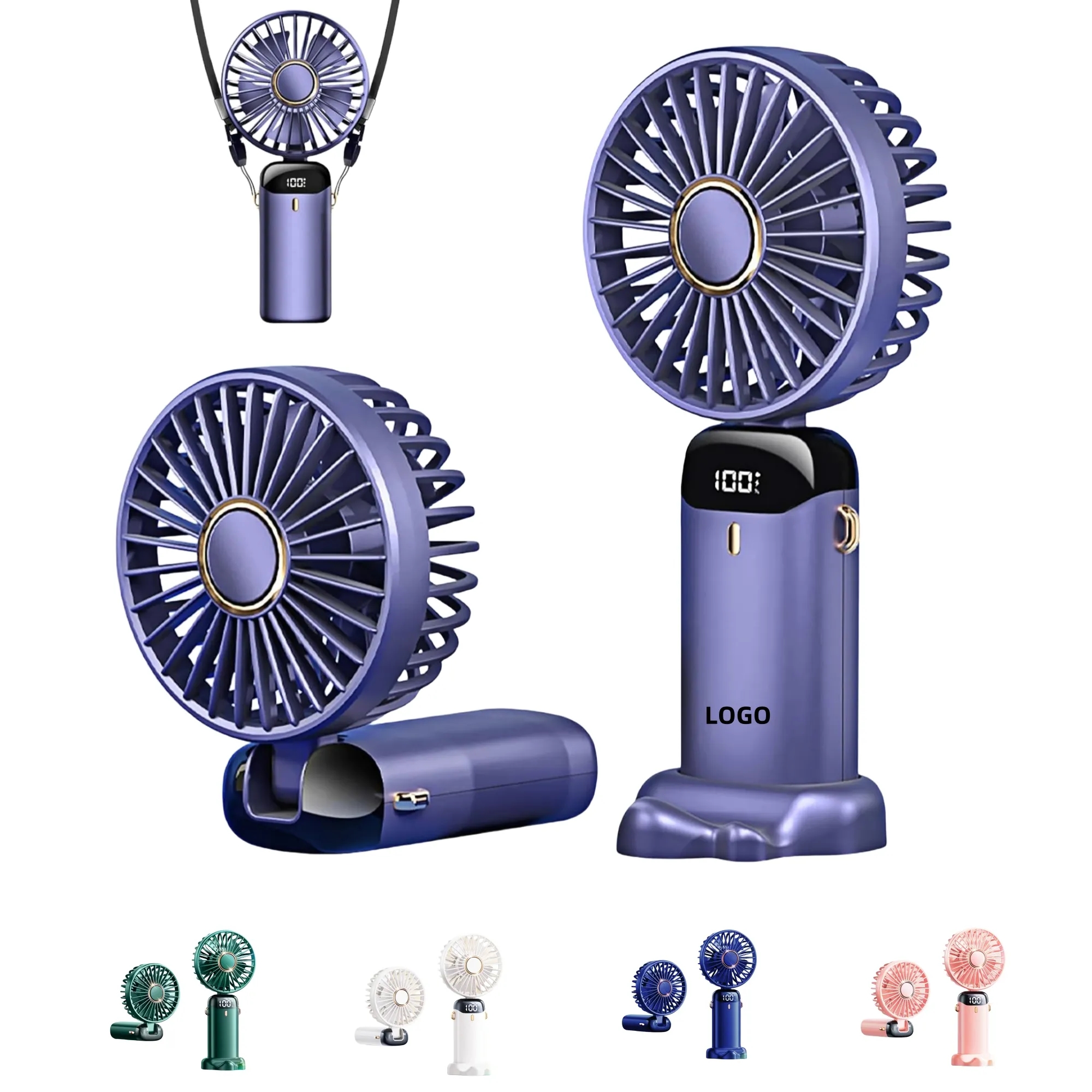 Portable LED Display Rechargeable Handheld Fan