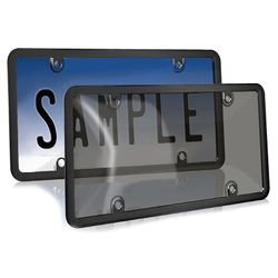 Unbreakable License Plate Tinted Covers Shields with Frame