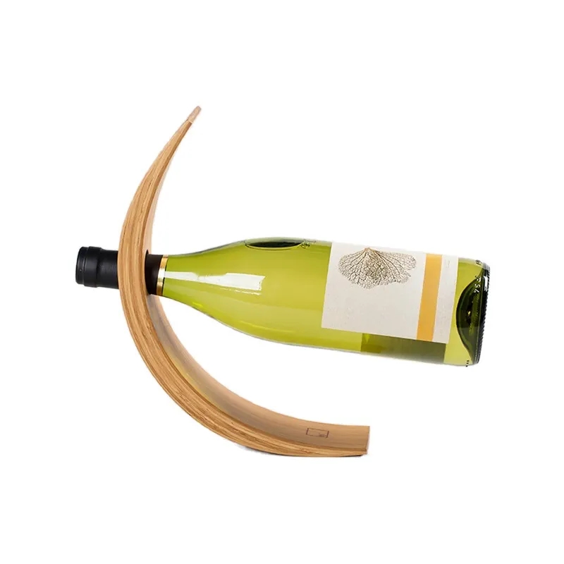 Curved Bamboo Tabletop Wine Bottle Rack/Holder
