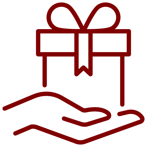 Icon of a gift box on a hand