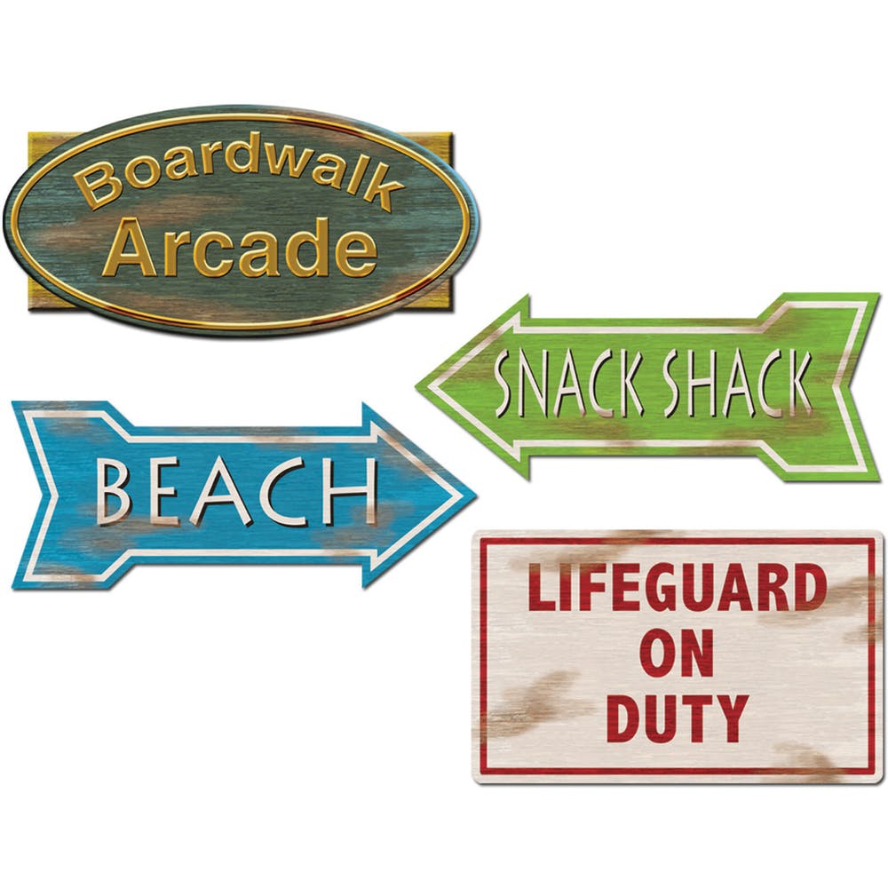 Beach Sign Cutouts - 4 Pack 14" 3